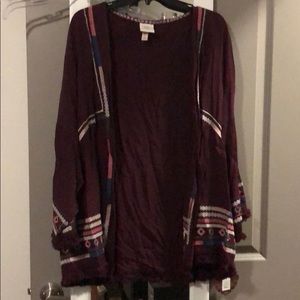 maroon cardigan